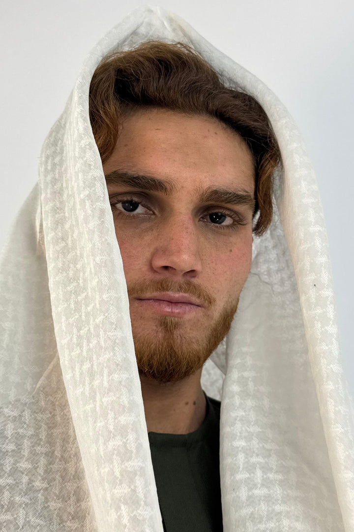 White Cotton Emirati Ghutrah Shemagh Scarf - Halal Threads